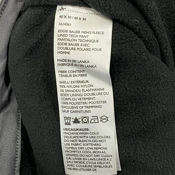 Eddie Bauer Fleece Lined Tech Pants Mens 40 x 30 Gray Water Repellent Insulated - Picture 14 of 14